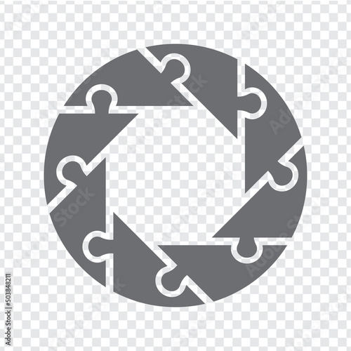 Simple icon puzzles in gray. Simple icon circle puzzle of the eight elements and octagon on transparent background for your web site design, app, UI. EPS10.