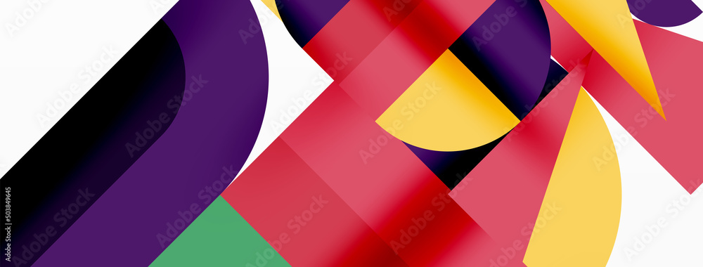 Obraz premium Minimal geometric abstract background. Circle square and triangle design. Trendy techno business template for wallpaper, banner, background or landing
