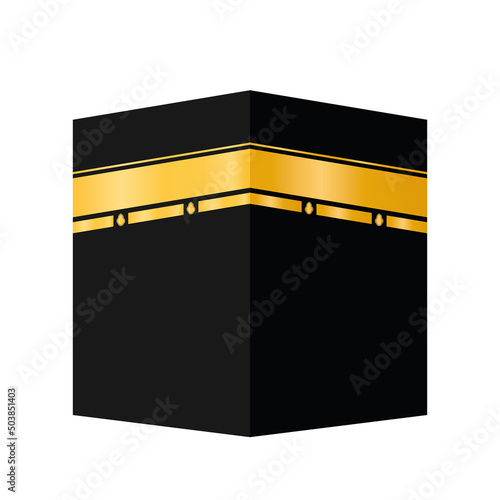 Flat Kaaba Mecca Icon Clipart Vector for Hajj and Eid Adha Islamic Background Banner Decoration
