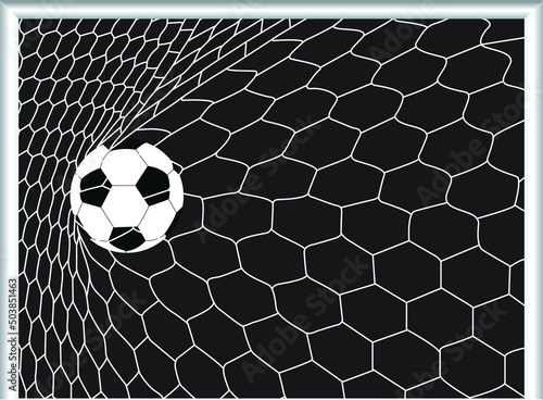 soccer ball in goal net