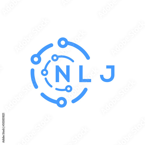 NLJ technology letter logo design on white   background. NLJ creative initials technology letter logo concept. NLJ technology letter design.
 photo