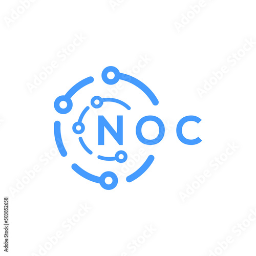 NOC technology letter logo design on white  background. NOC creative initials technology letter logo concept. NOC technology letter design.
