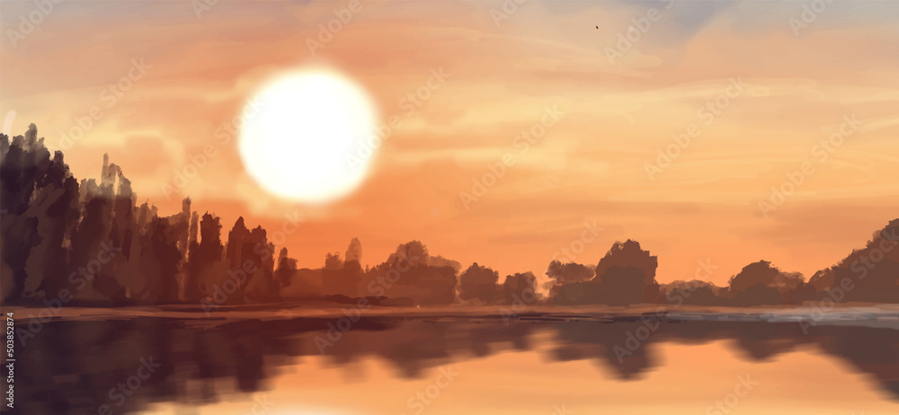 Landscape background. Abstract art template. Vector illustration. Landscape background. Abstract art template. Vector illustration.