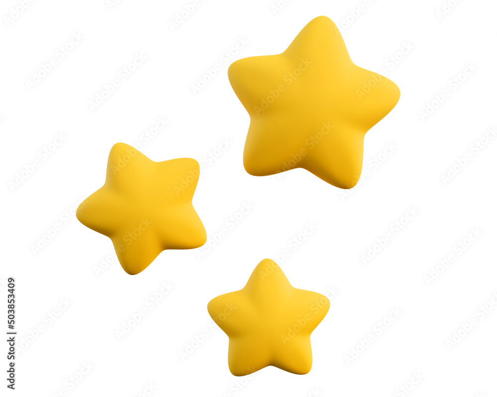 3d star in realistic cartoon style. Three yellow star for dreaming concept. Soft pop render design elements for feedback, award and achievements 3d star in realistic cartoon style. Three yellow star for dreaming concept. Soft pop render design elements for feedback, award and achievements
