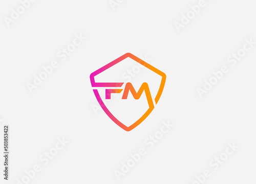 FM logo and shield icons, Shield logo with letter CM design template,