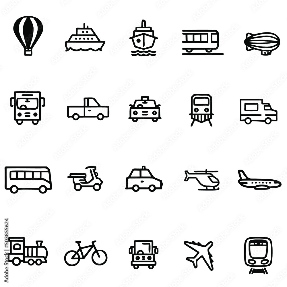 Set of transportation icons for web design. Web element graphic Set of transportation icons for web design. Web element graphic