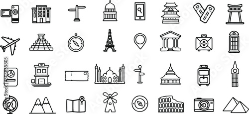 Set of illustration landmarks and monuments. Web icon, element, or web design