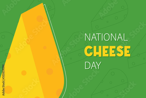 National Cheese Day greeting card, illustration with chunk of cheese. June 4.
