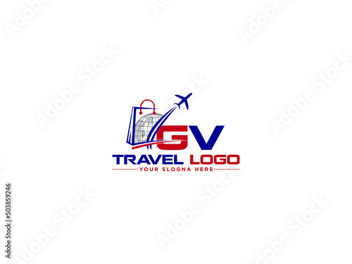 Minimalist GV Logo Image, Colorful Gv vg Logo Letter Icon Design For Outdoor Agency photo