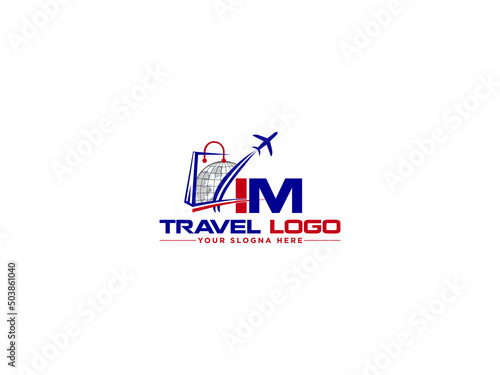 Simple IM Logo Image, Im mi Blue Color Logo Letter Vector Icon Design