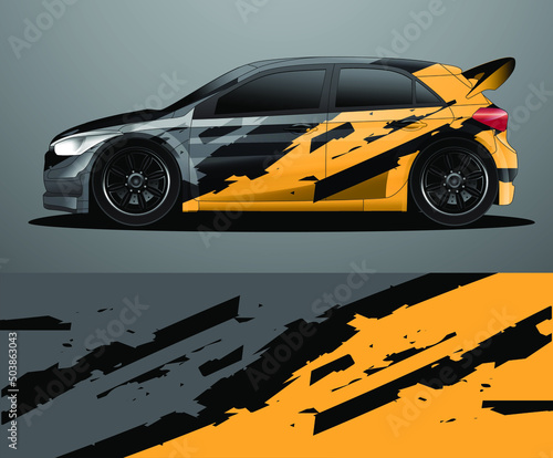 Rally car decal graphic wrap vector, abstract background
