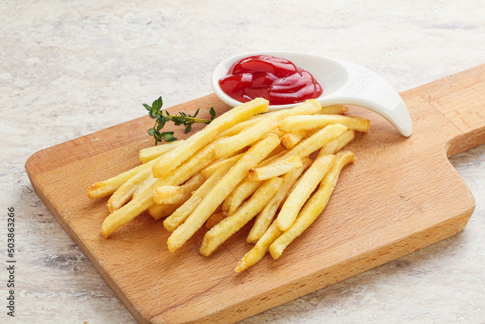 French fried potato over board French fried potato over board