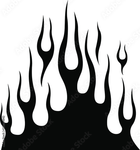 Fire flames isolated on white background. Tribal tattoo design.