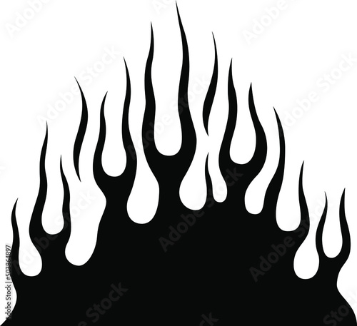 Fire flames isolated on white background. Tribal tattoo design.