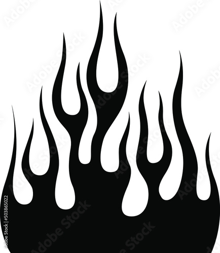 Fire flames isolated on white background. Tribal tattoo design.