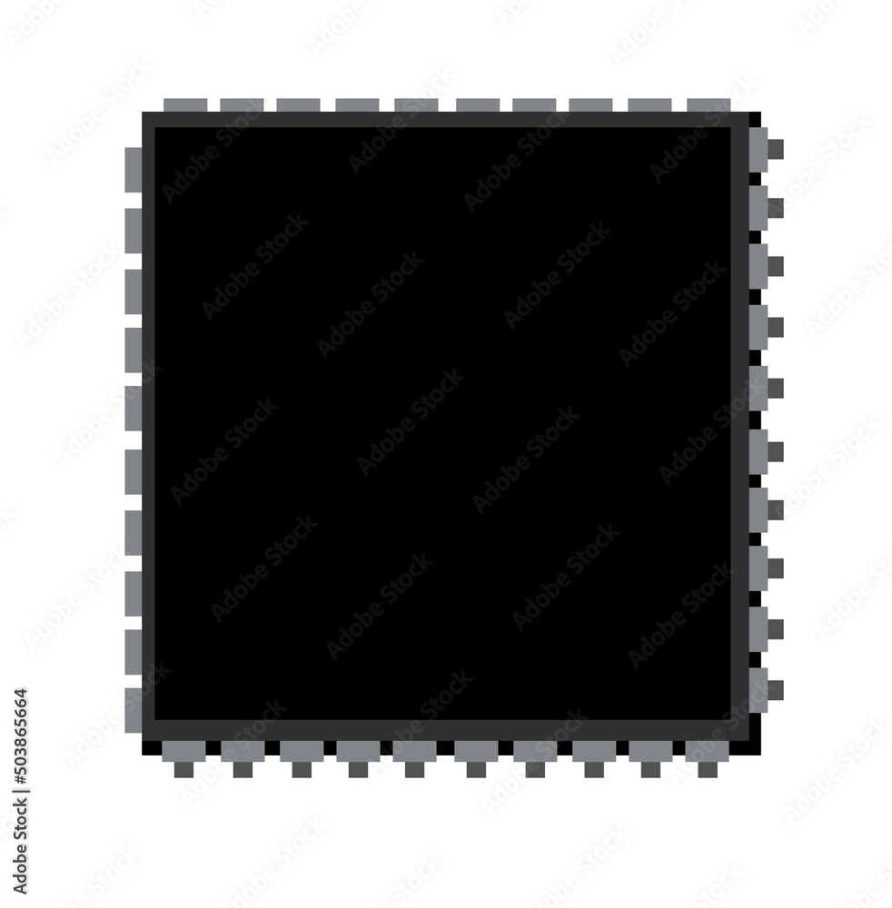 Microcircuit Chip. Element for radio circuit. Object isolated on white background. Electronics detail. Vector