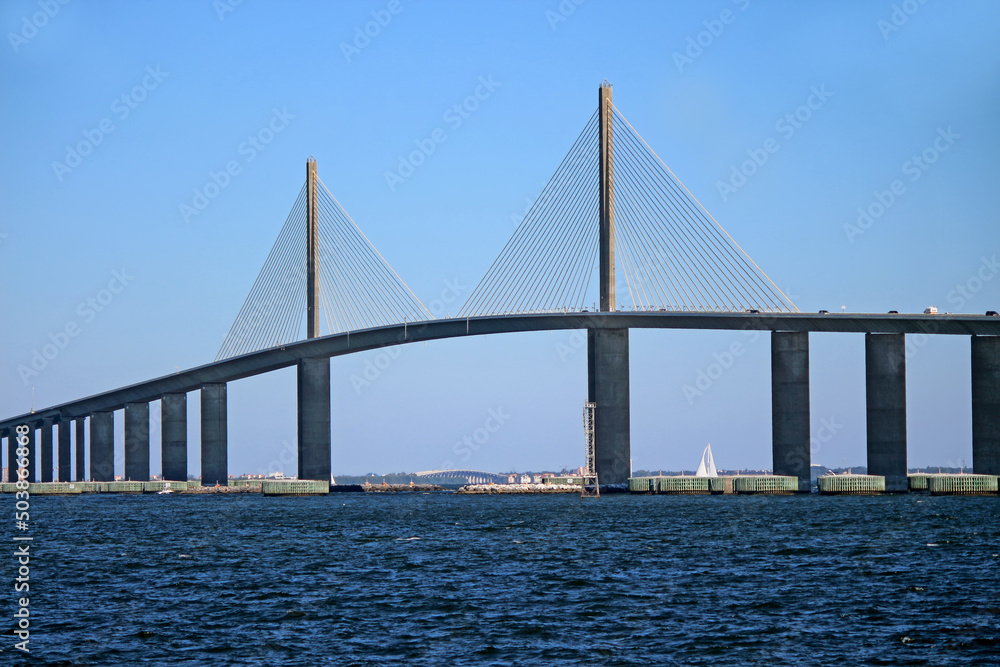 Sunshine Skyway Bridge located in Florida, United States, spanning Tampa Bay