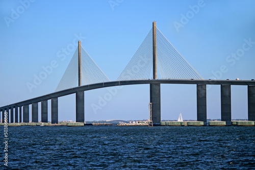 Sunshine Skyway Bridge located in Florida, United States, spanning Tampa Bay