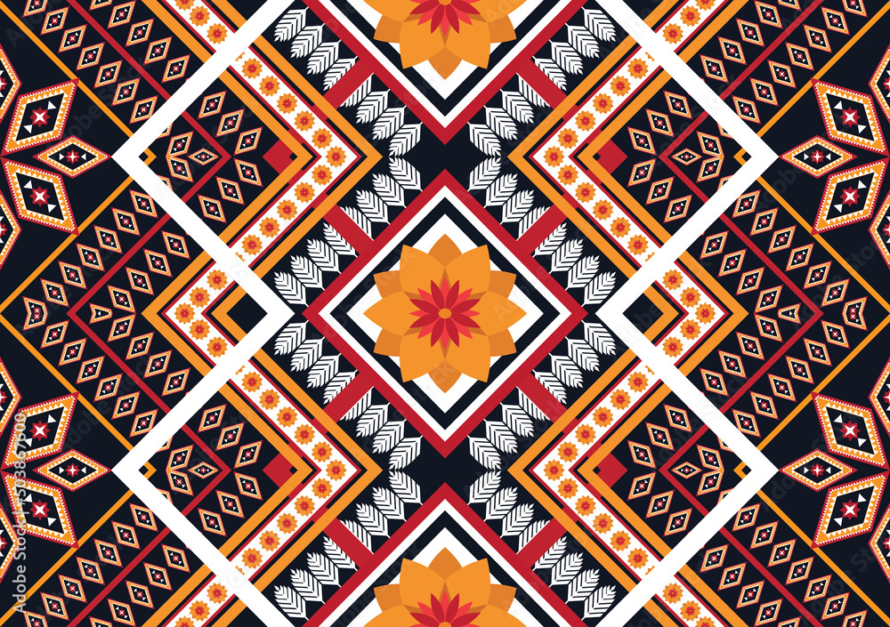 Ethnic abstract geometric flower pattern Design for background, carpet, clothing, wrapping, fabric, cover, textile Ethnic abstract geometric flower pattern Design for background, carpet, clothing, wrapping, fabric, cover, textile