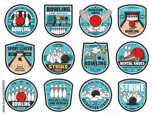 Canvas Print Bowling club vector icons
