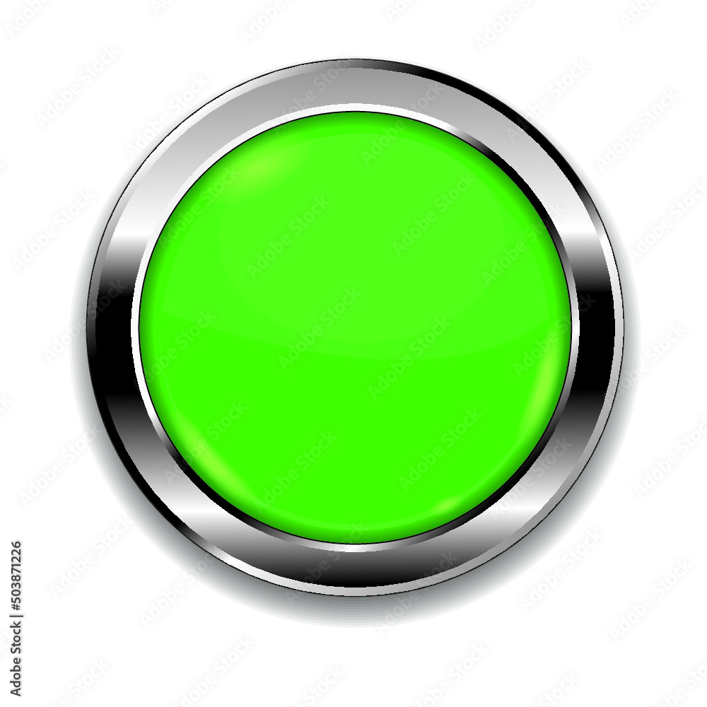 Green round button isolated on a white background Green round button isolated on a white background