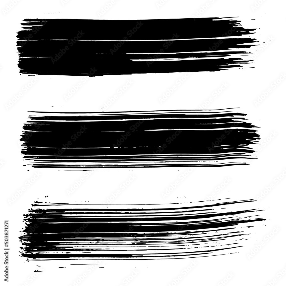 Set of hand draw brush stroke isolated on white Set of hand draw brush stroke isolated on white