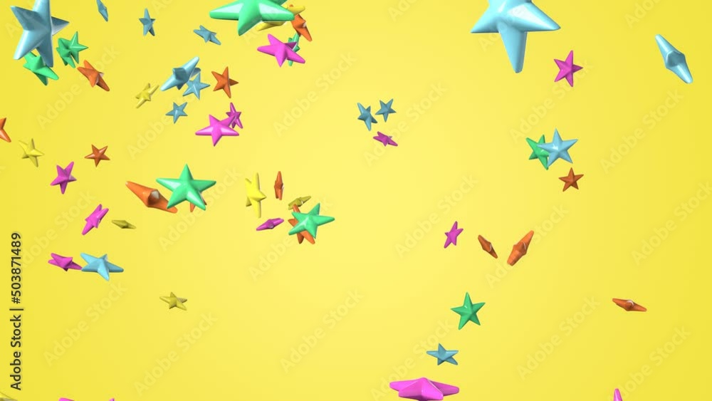 Colorful star objects on yellow background.
Confetti animation for background.
Colorful star objects on yellow background.
Confetti animation for background.