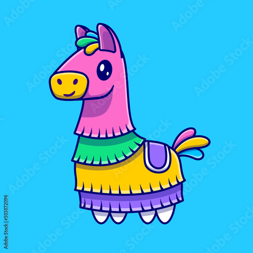 Cute Horse Pinata Cartoon Vector Icon Illustration. Animal Recreation Icon Concept Isolated Premium Vector. Flat Cartoon Style