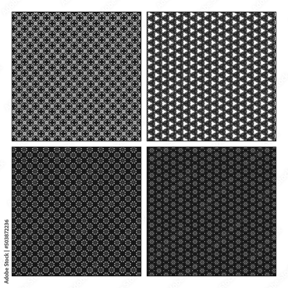 Synthesis Pattern Set 2 - 4 Black and White patterns captured from the artwork 'Synthesis' Synthesis Pattern Set 2 - 4 Black and White patterns captured from the artwork 'Synthesis'