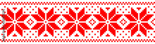 vector seamless pixel ethnic national slavic pattern isolated on white background. traditional ornament of Ukrainian and Belarusian embroidery - vyshyvanka.useful for print, wallpaper, textile, fabric