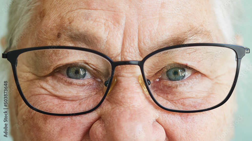 Positive smiling elderly woman in glasses looking at camera Positive smiling elderly woman in glasses looking at camera