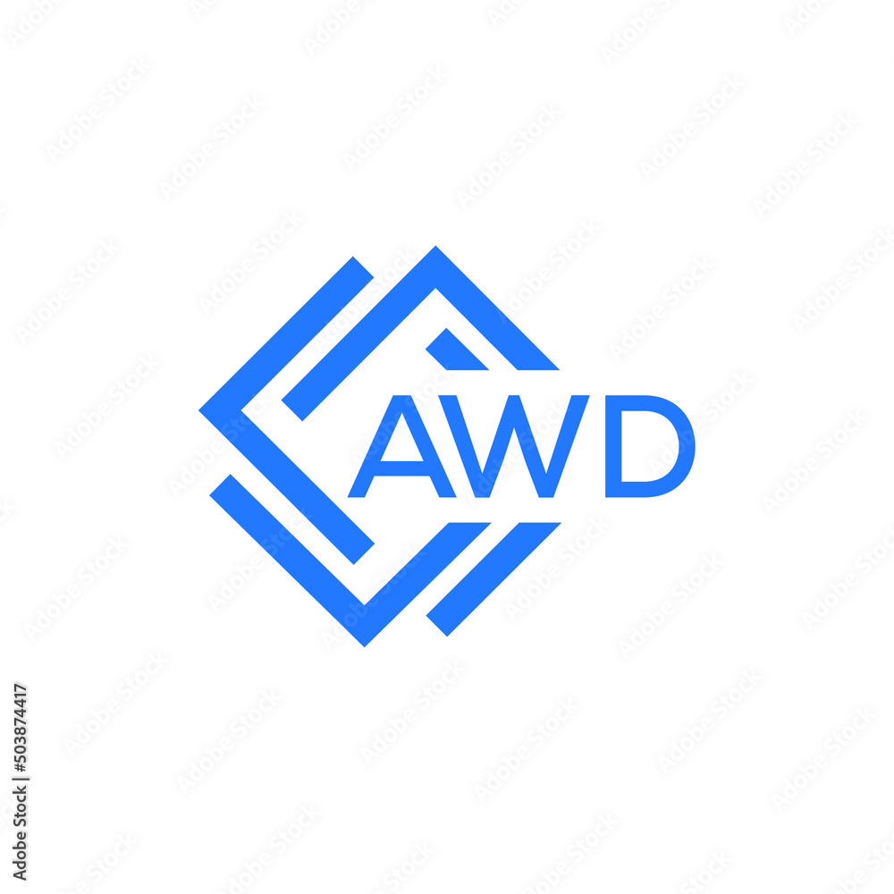 Obraz premium AWD technology letter logo design on white background. AWD creative initials technology letter logo concept. AWD technology letter design.