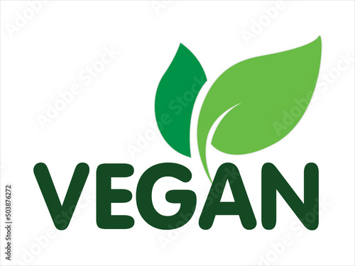 Vegan icon with green leaves. Bio, ecology, Organic Logo. Vector illustration for stickers,
labels and logos.