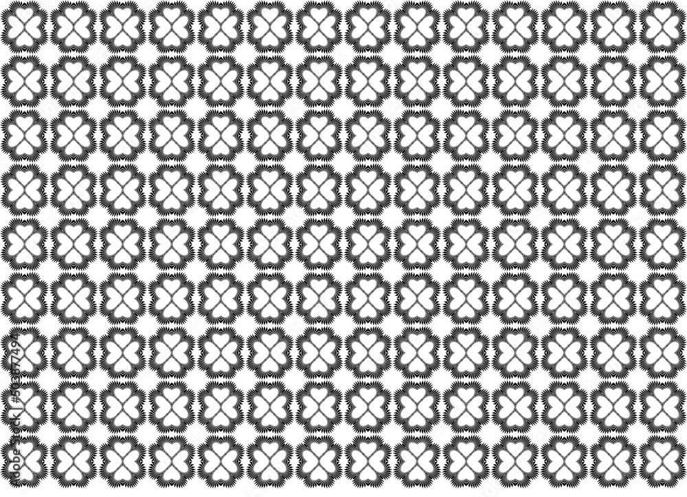 seamless pattern with lines, seamless floral pattern design for carpet print and other fabric, icons shape of flowers in black color on white background