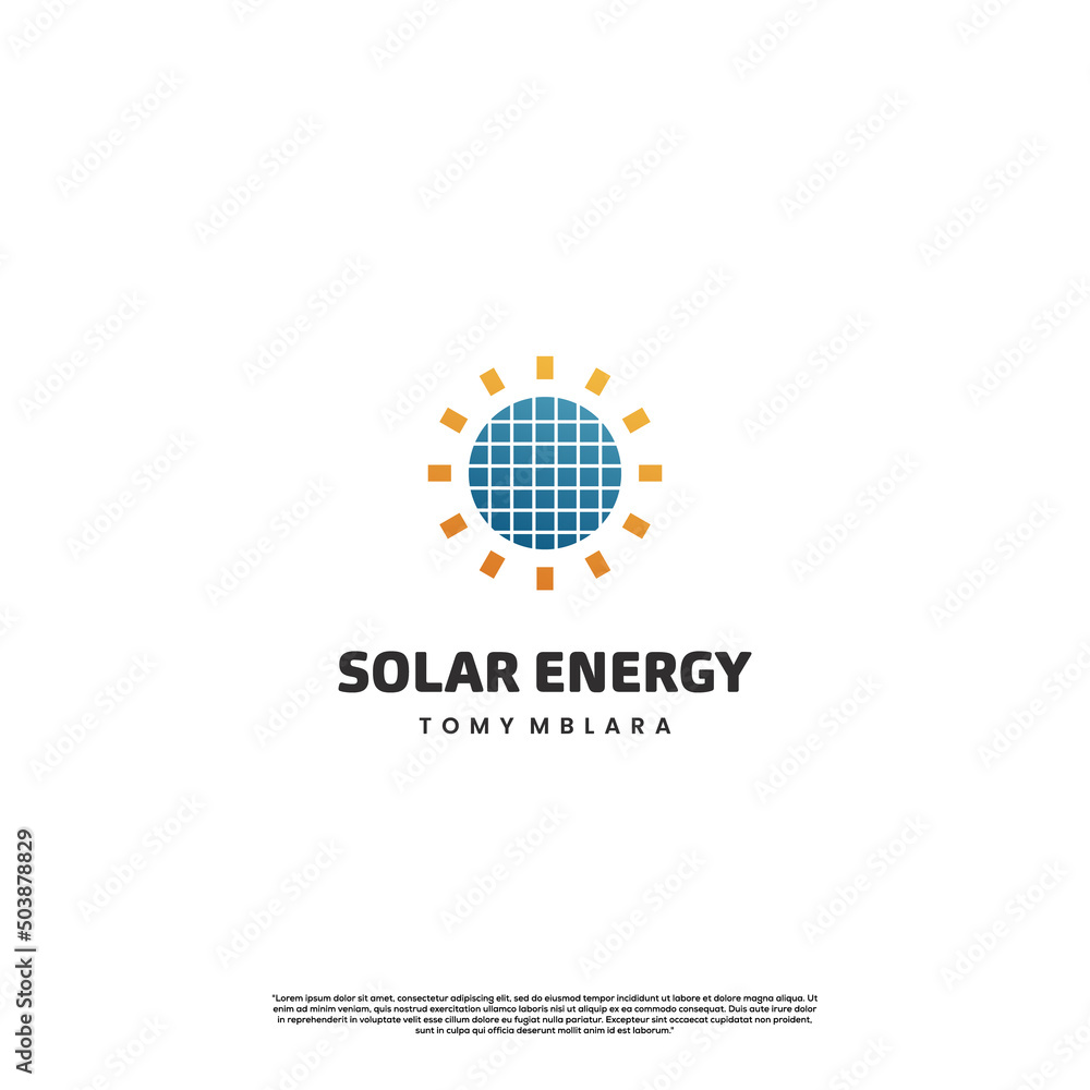 solar energy logo design on isolated background, sun ray combine with solar panel logo concept solar energy logo design on isolated background, sun ray combine with solar panel logo concept