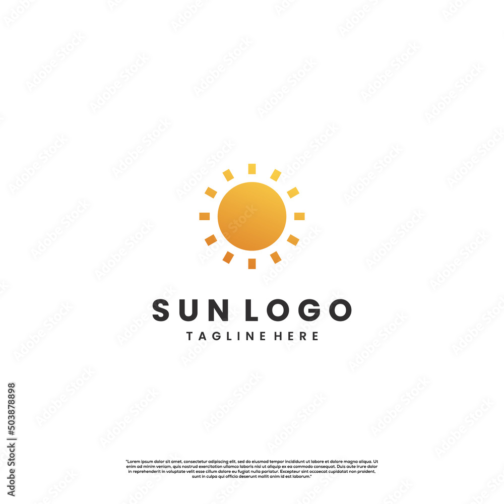 Fototapeta premium simple sun logo modern concept, orange sun logo sunset icon template