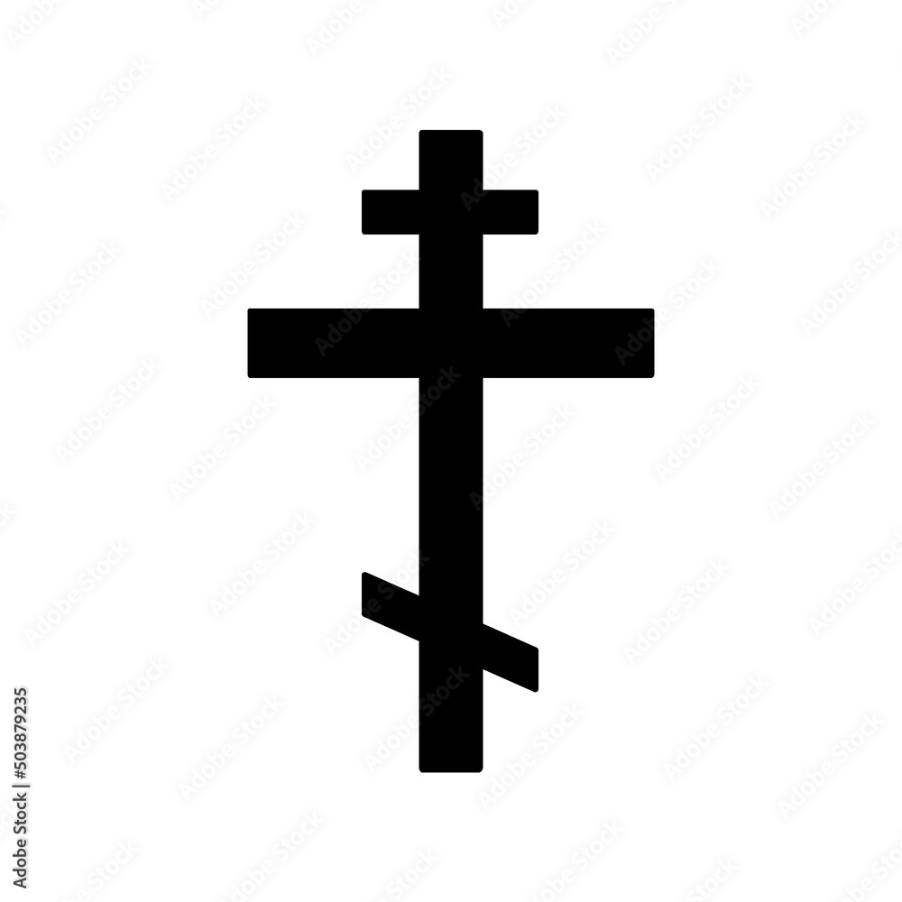 Russian orthodox cross isolated on white background. Eastern Christian orthodox cross icon