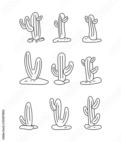 succulent plant  outline vector set