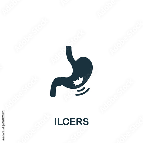 Ilcers icon. Monochrome simple Deseases icon for templates, web design and infographics