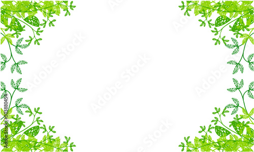 invite card floral background, green leaves frame