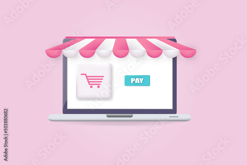 Vector webshop Symbil, with basket symbol and button photo