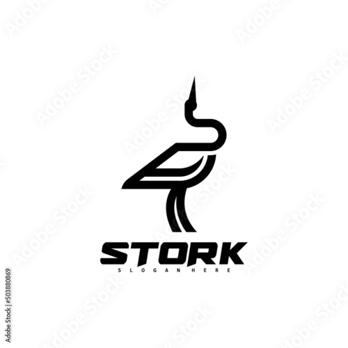 Stork logo bird vector illustration design modern. simple and elegant
