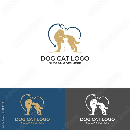 minimalist monoline lineart outline cat icon logo icon template vector illustration