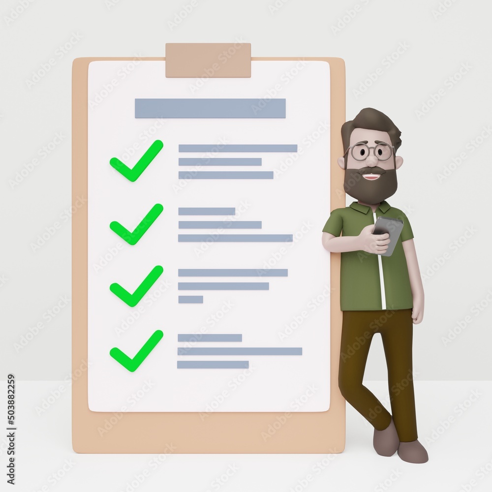 3D Man Checklist Happy Mobile Phone Task Management 3D Man Checklist Happy Mobile Phone Task Management