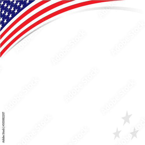 American abstract flag wave corner banner border with an empty space for text.	
