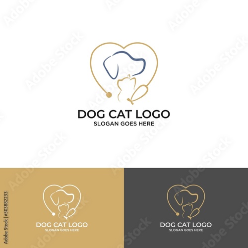 minimalist monoline lineart outline cat icon logo icon template vector illustration