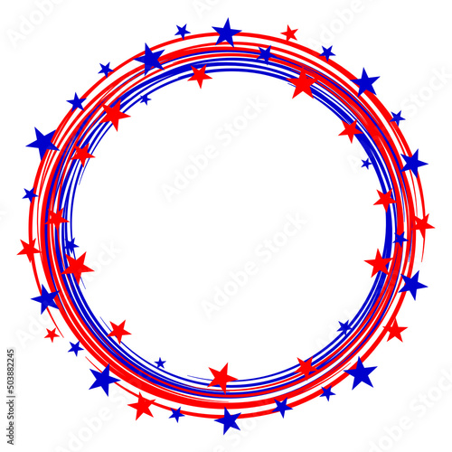 Decorative round frame with American flag symbols for banner, border, logo, emblem and the design element.