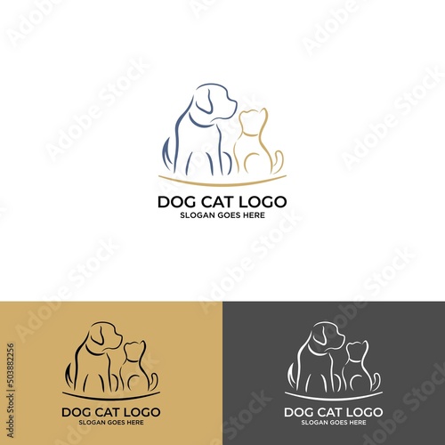 minimalist monoline lineart outline cat icon logo icon template vector illustration