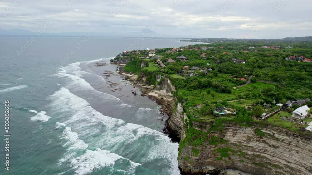 Aerial seascape of Uluwatu bali island tropical surf destination Aerial seascape of Uluwatu bali island tropical surf destination