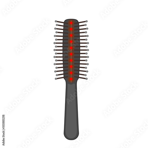 Laser hair growth comb. Red light therapy brush for hair restoration in androgenetic alopecia. Medical concept. Vector illustration.
